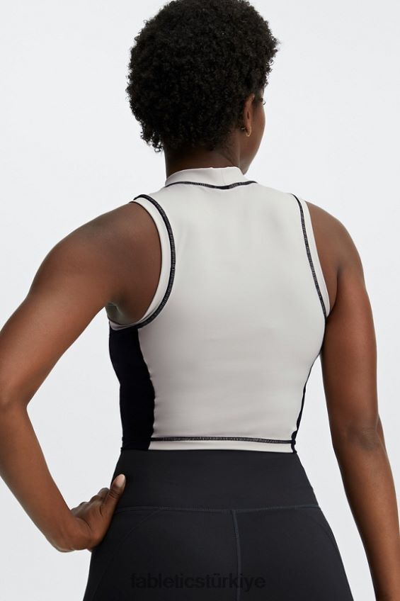 tr Fabletics kadınlar Giana sahte boyunlu atlet kül/siyah 40R06B2302