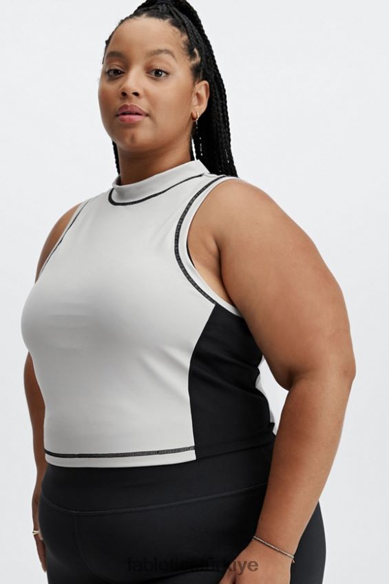 tr Fabletics kadınlar Giana sahte boyunlu atlet kül/siyah 40R06B2303