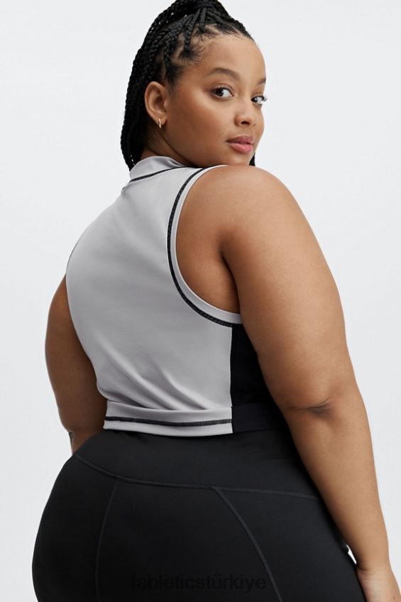 tr Fabletics kadınlar Giana sahte boyunlu atlet kül/siyah 40R06B2303