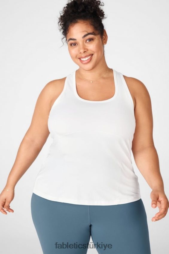 tr Fabletics kadınlar anka kuşu yarışçı sırtı tankı beyaz 40R06B2301