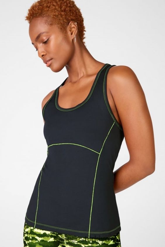 tr Fabletics kadınlar anka kuşu yarışçı sırtı tankı siyah/ekşi elma 40R06B2299