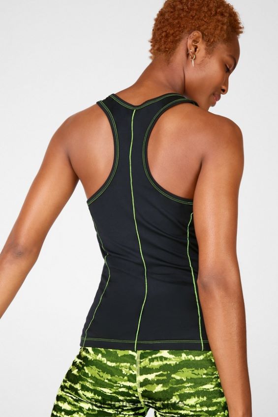 tr Fabletics kadınlar anka kuşu yarışçı sırtı tankı siyah/ekşi elma 40R06B2299
