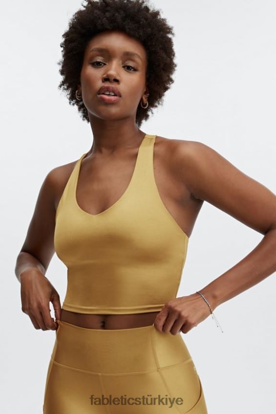 tr Fabletics kadınlar averie shine yerleşik sutyen tankı bronz sis parlaması 40R06B2223