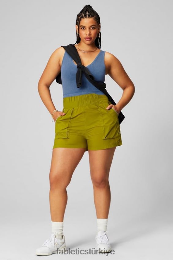 tr Fabletics kadınlar bulut dikişsiz v yaka crop atlet açık çivit 40R06B2155