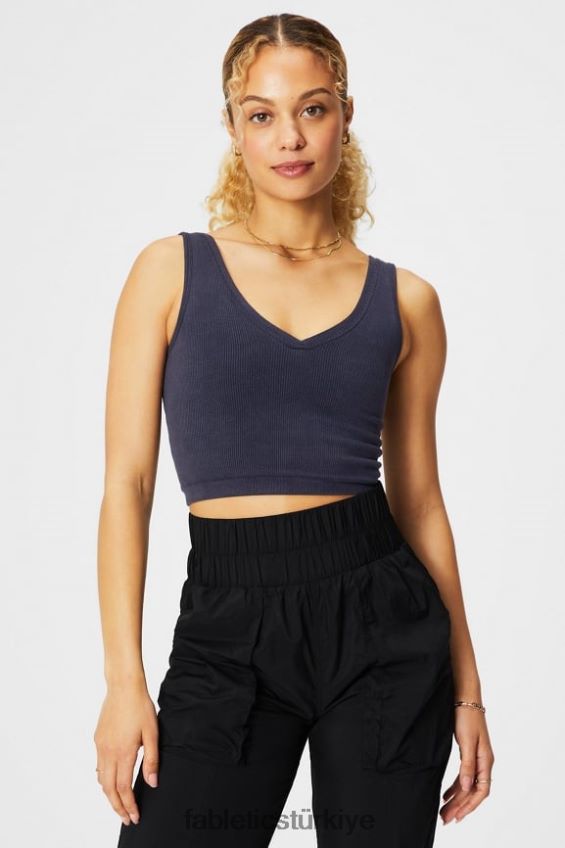 tr Fabletics kadınlar bulut dikişsiz v yaka crop atlet koyu çivit 40R06B2162