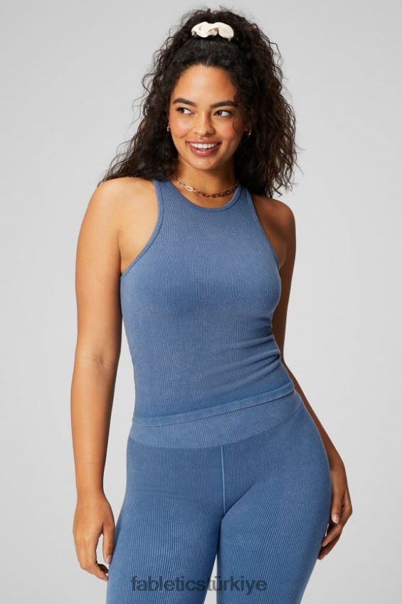 tr Fabletics kadınlar bulut dikişsiz yüksek boyunlu atlet açık çivit 40R06B2151