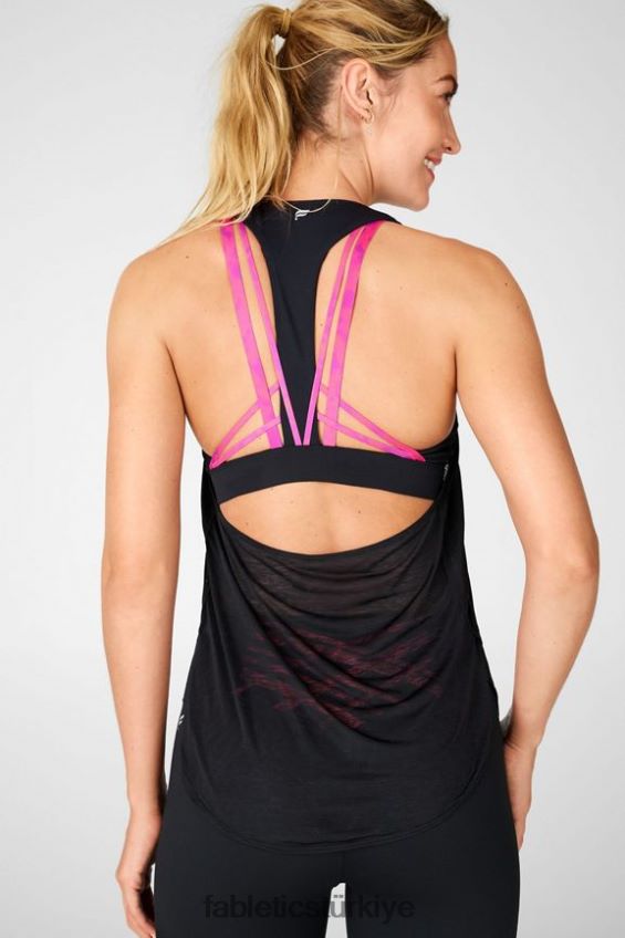 tr Fabletics kadınlar dahili sütyen tankını artırın siyah/pembe kravat boyası 40R06B2385