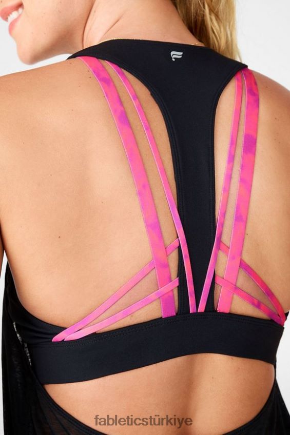 tr Fabletics kadınlar dahili sütyen tankını artırın siyah/pembe kravat boyası 40R06B2385