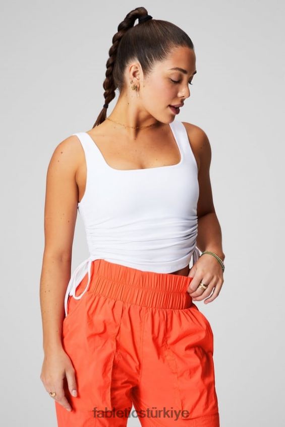 tr Fabletics kadınlar dantelli dahili sütyen atleti klasik beyaz 40R06B2154