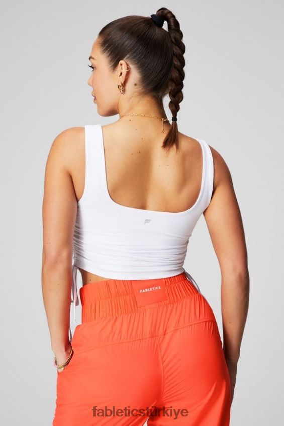 tr Fabletics kadınlar dantelli dahili sütyen atleti klasik beyaz 40R06B2154