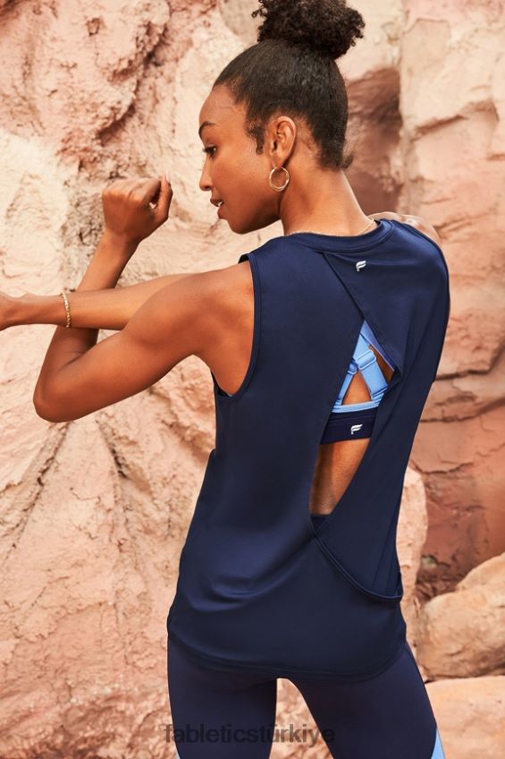 tr Fabletics kadınlar dry-flex açık arka tank derin donanma 40R06B2123