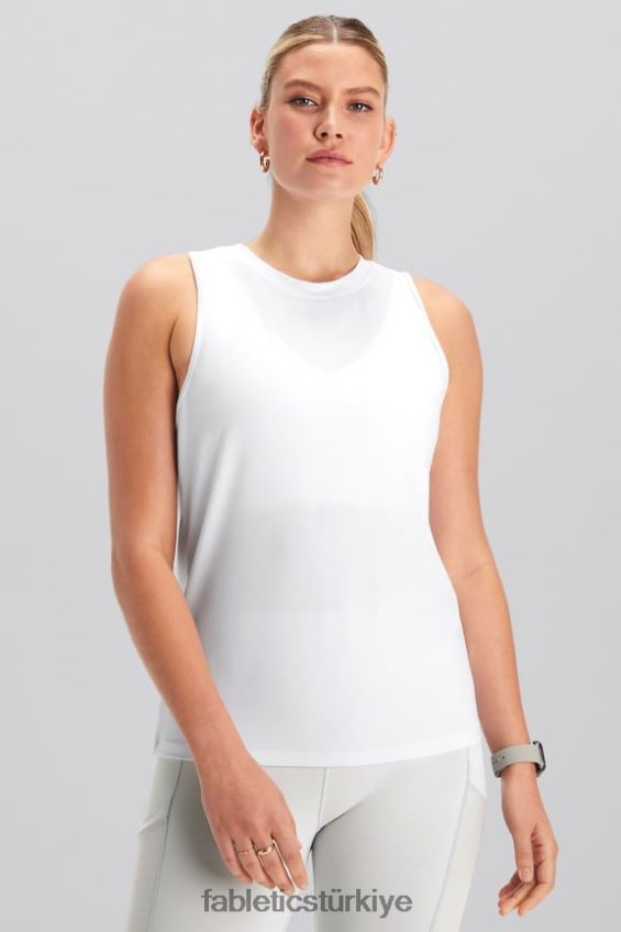 tr Fabletics kadınlar dry-flex açık arka tank klasik beyaz 40R06B2118
