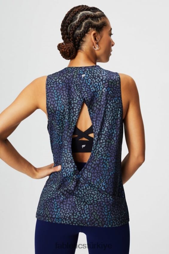tr Fabletics kadınlar dry-flex açık arka tank ısı haritası leoparı 40R06B2120