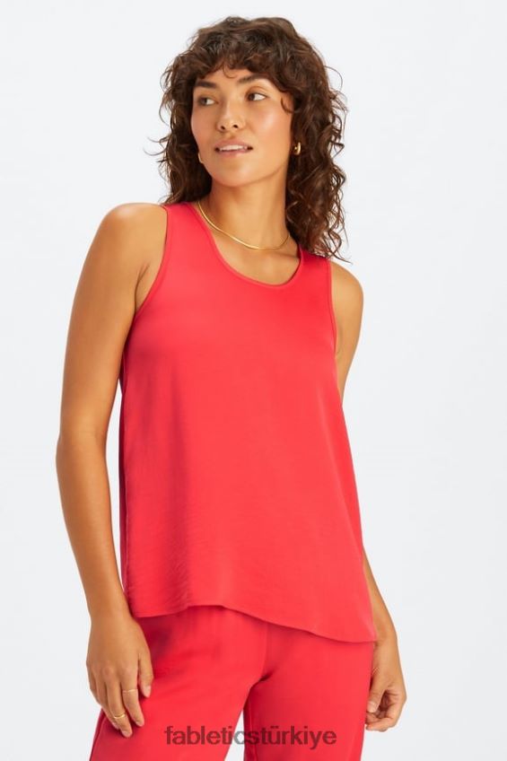 tr Fabletics kadınlar ekosatin tankı çilek kırmızısı 40R06B2231