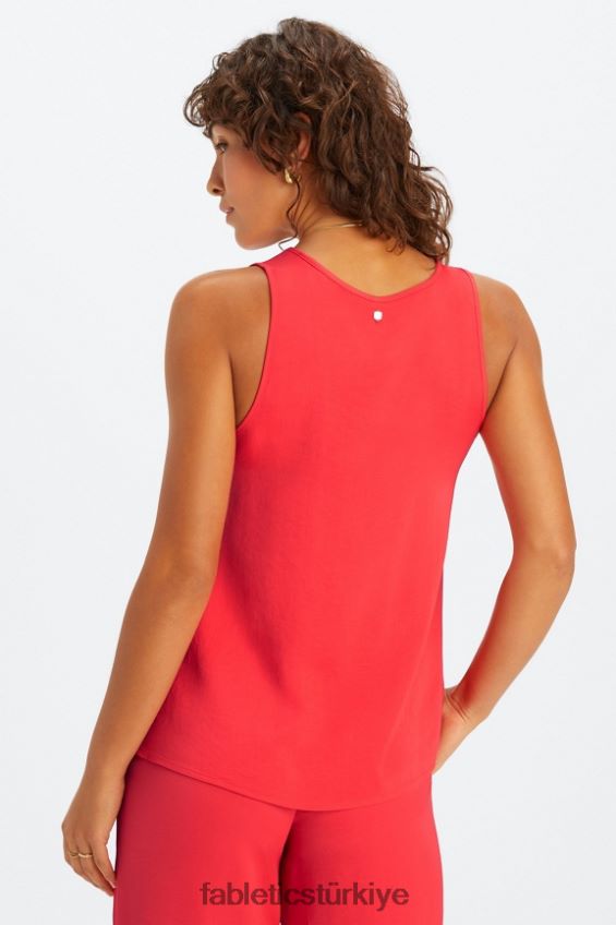 tr Fabletics kadınlar ekosatin tankı çilek kırmızısı 40R06B2231
