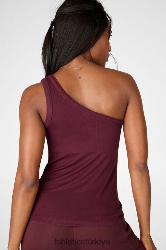 tr Fabletics kadınlar esme tek omuz tankı Porto şarabı 40R06B2361