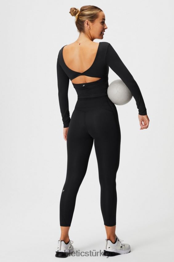 tr Fabletics kadınlar oasis twist yerleşik sütyen uzun kollu üst siyah 40R06B2197