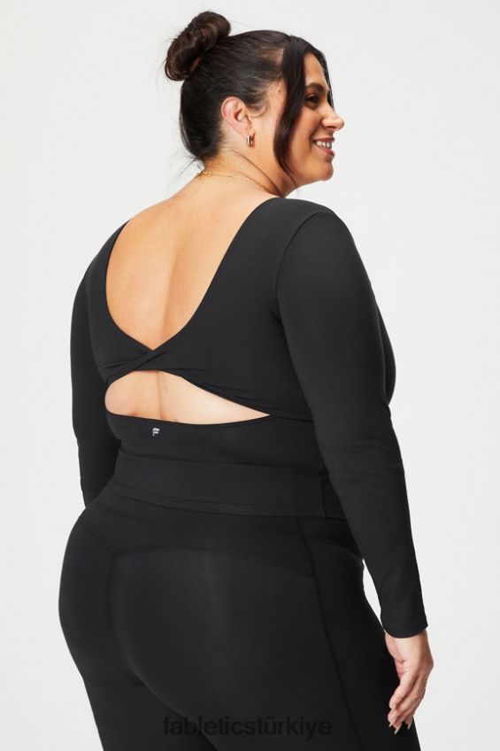 tr Fabletics kadınlar oasis twist yerleşik sütyen uzun kollu üst siyah 40R06B2198