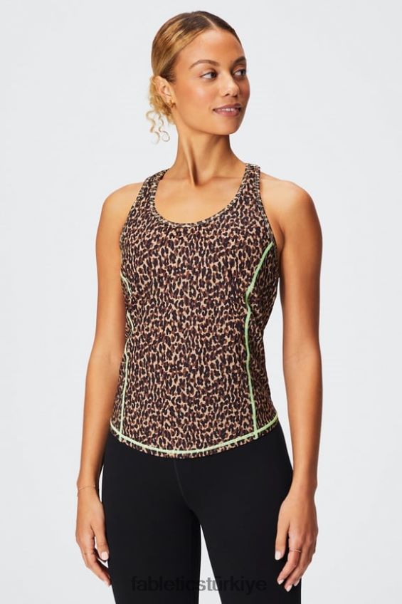 tr Fabletics kadınlar phoenix lite yarışçı sırtı tankı dalgalı çita/vurgulayıcı 40R06B2181