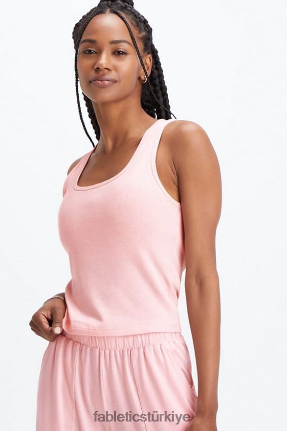 tr Fabletics kadınlar restore edilmiş nervürlü tank pembe toz funda 40R06B2268