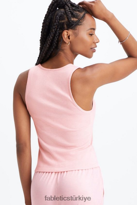 tr Fabletics kadınlar restore edilmiş nervürlü tank pembe toz funda 40R06B2268