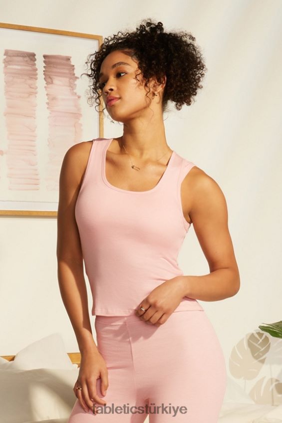 tr Fabletics kadınlar restore edilmiş nervürlü tank pembe toz funda 40R06B2268