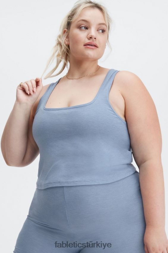 tr Fabletics kadınlar restore edilmiş nervürlü tank soluk kot 40R06B2273