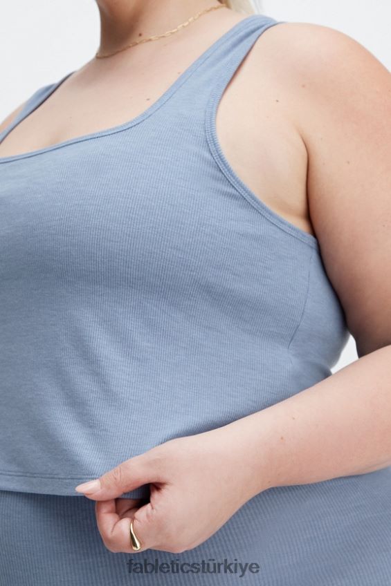 tr Fabletics kadınlar restore edilmiş nervürlü tank soluk kot 40R06B2273