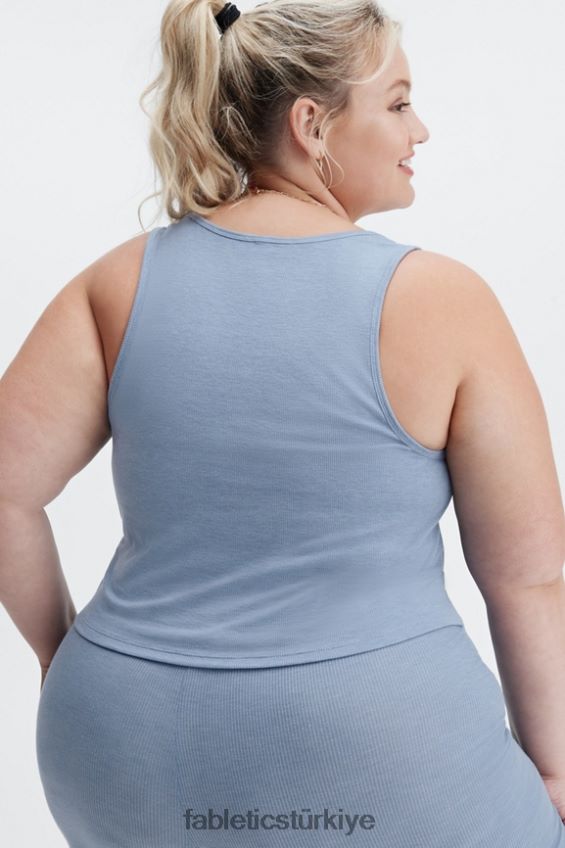 tr Fabletics kadınlar restore edilmiş nervürlü tank soluk kot 40R06B2273