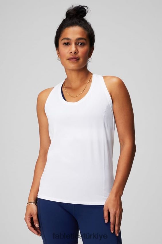 tr Fabletics kadınlar tüy teknolojili yarışçı sırtı tankı klasik beyaz 40R06B2138