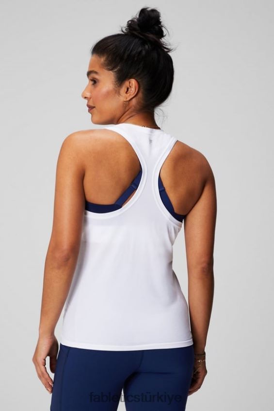 tr Fabletics kadınlar tüy teknolojili yarışçı sırtı tankı klasik beyaz 40R06B2138