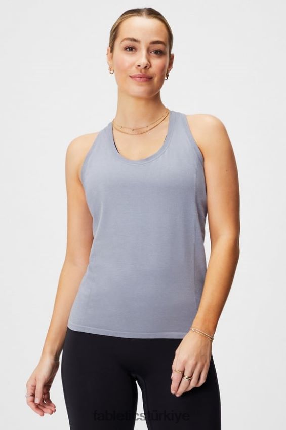 tr Fabletics kadınlar tüy teknolojili yarışçı sırtı tankı klasik gri melanj 40R06B2139