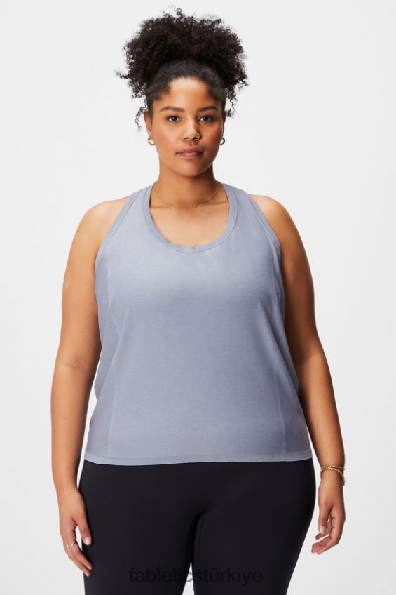 tr Fabletics kadınlar tüy teknolojili yarışçı sırtı tankı klasik gri melanj 40R06B2140