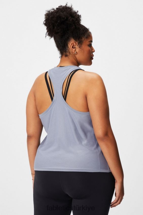 tr Fabletics kadınlar tüy teknolojili yarışçı sırtı tankı klasik gri melanj 40R06B2140