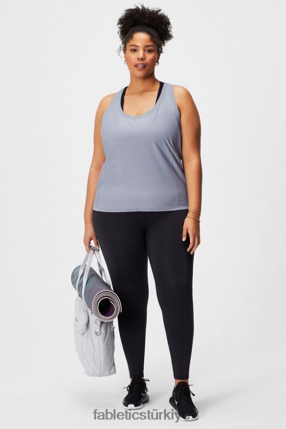 tr Fabletics kadınlar tüy teknolojili yarışçı sırtı tankı klasik gri melanj 40R06B2140