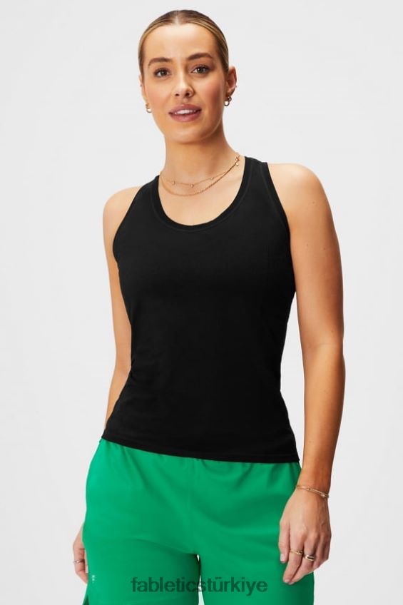 tr Fabletics kadınlar tüy teknolojili yarışçı sırtı tankı siyah 40R06B2137