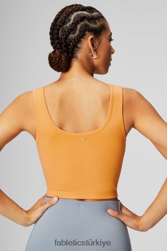 tr Fabletics kadınlar v yakalı mahsul tankı çöl güneşi 40R06B2199
