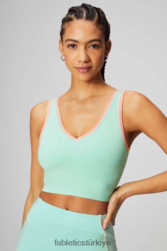 tr Fabletics kadınlar v yakalı mahsul tankı puslu körfez/şeftali öpücüğü 40R06B2200