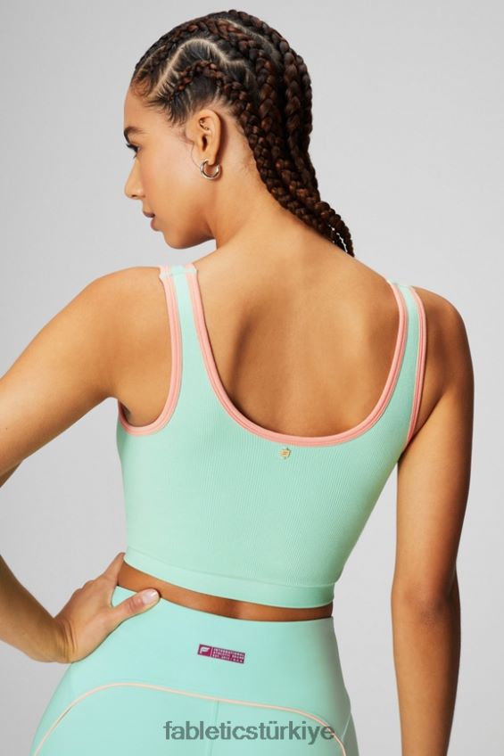 tr Fabletics kadınlar v yakalı mahsul tankı puslu körfez/şeftali öpücüğü 40R06B2200