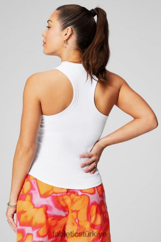 tr Fabletics kadınlar yüksek boyunlu kaburga tankı klasik beyaz 40R06B2141