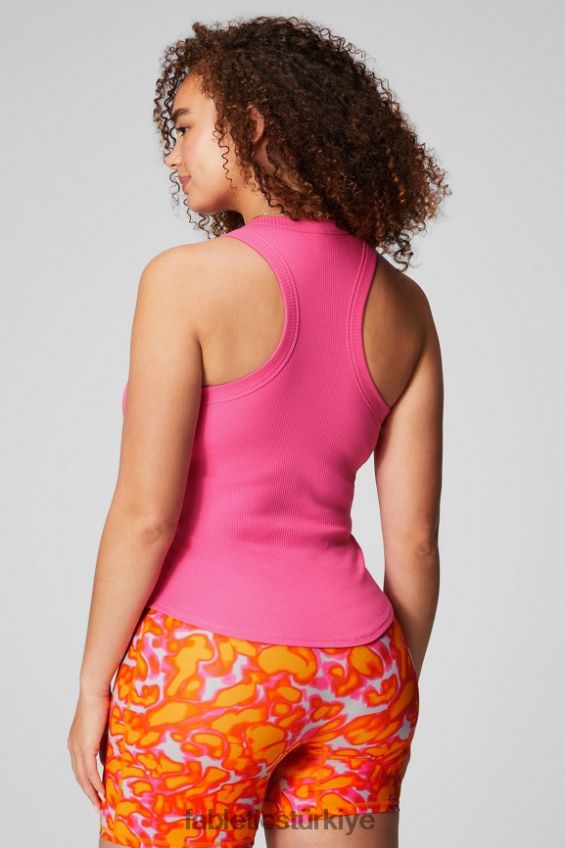 tr Fabletics kadınlar yüksek boyunlu kaburga tankı pembe Düşün 40R06B2143