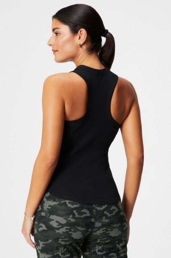 tr Fabletics kadınlar yüksek boyunlu kaburga tankı siyah 40R06B2145