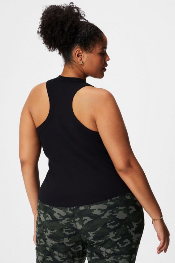tr Fabletics kadınlar yüksek boyunlu kaburga tankı siyah 40R06B2146