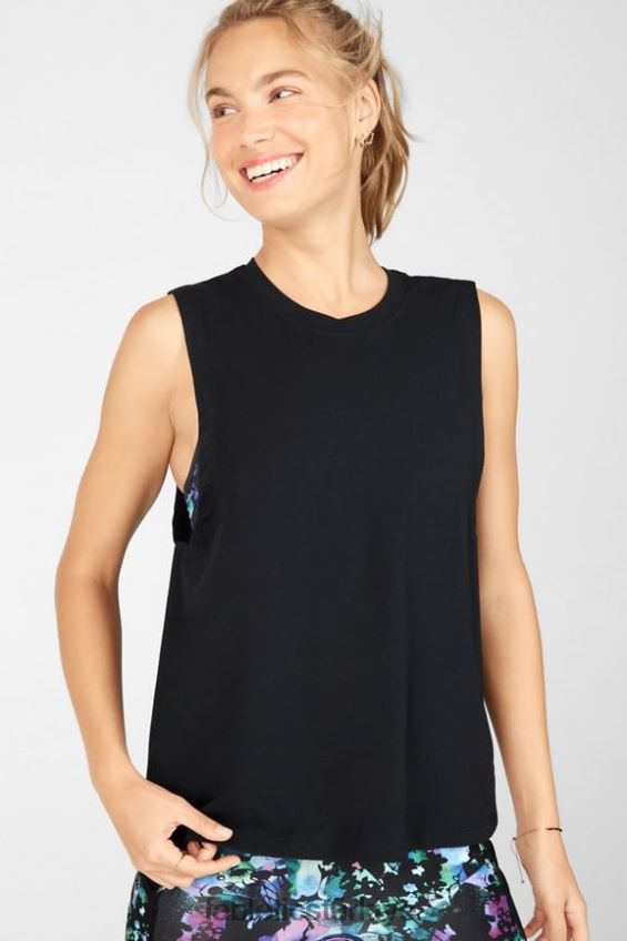 tr Fabletics kadınlar yeşim kas tankı siyah 40R06B2350
