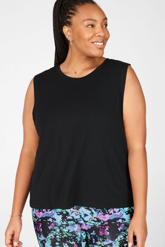 tr Fabletics kadınlar yeşim kas tankı siyah 40R06B2351