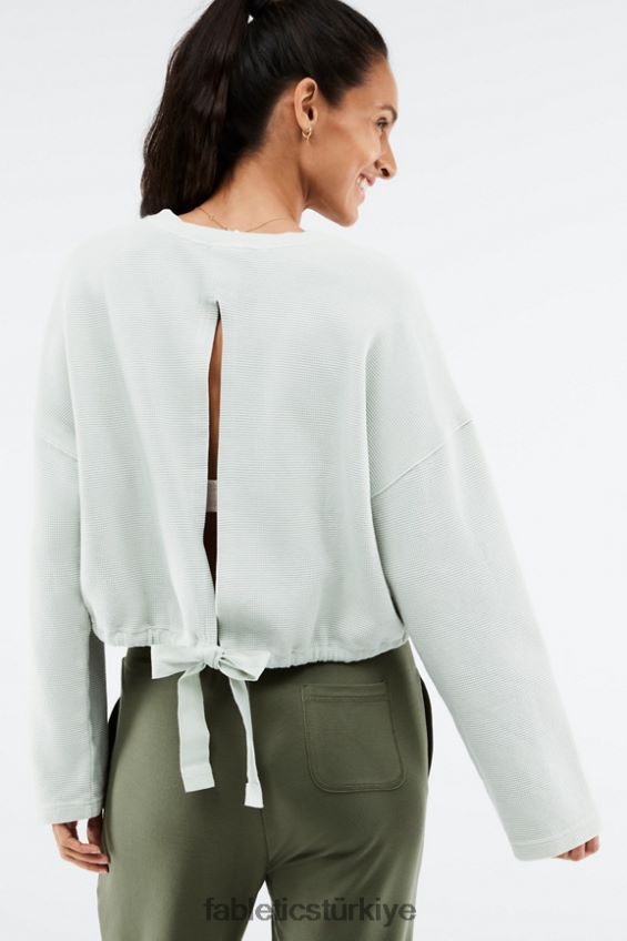 tr Fabletics kadınlar anna bağlamalı sweatshirt tozlu deniz mavisi 40R06B2710