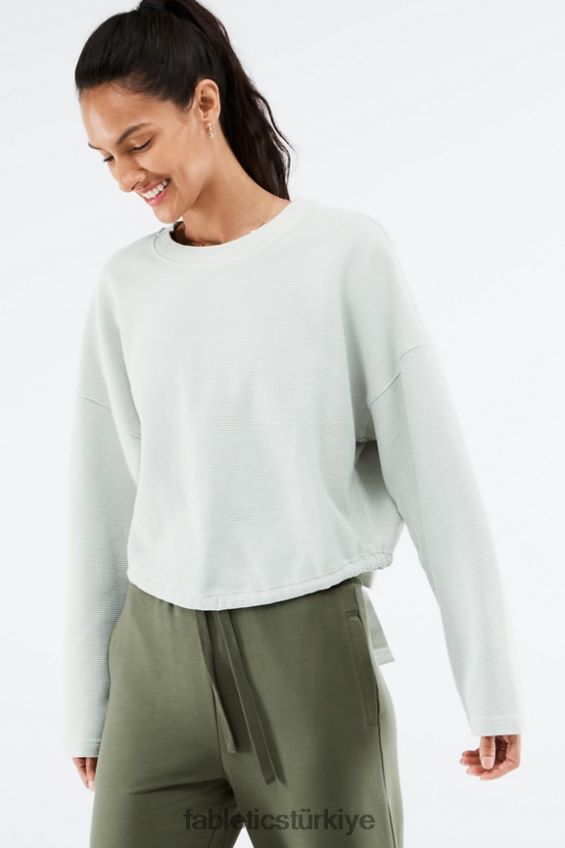 tr Fabletics kadınlar anna bağlamalı sweatshirt tozlu deniz mavisi 40R06B2710
