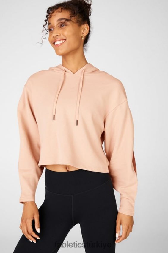 tr Fabletics kadınlar audrey kırpılmış kapşonlu açık bronz/terra 40R06B2557