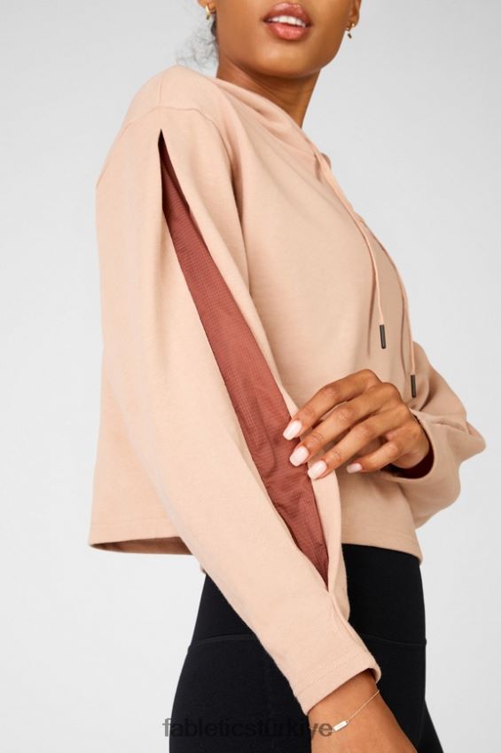 tr Fabletics kadınlar audrey kırpılmış kapşonlu açık bronz/terra 40R06B2557