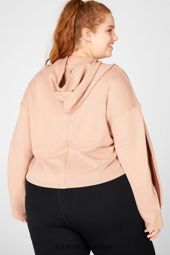 tr Fabletics kadınlar audrey kırpılmış kapşonlu açık bronz/terra 40R06B2558